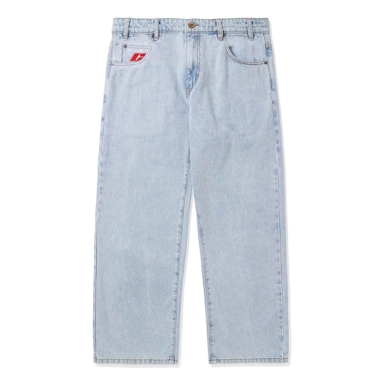 Emblem Denim Jeans, Bleached Indigo