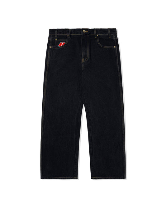 Emblem Denim Jeans, Black