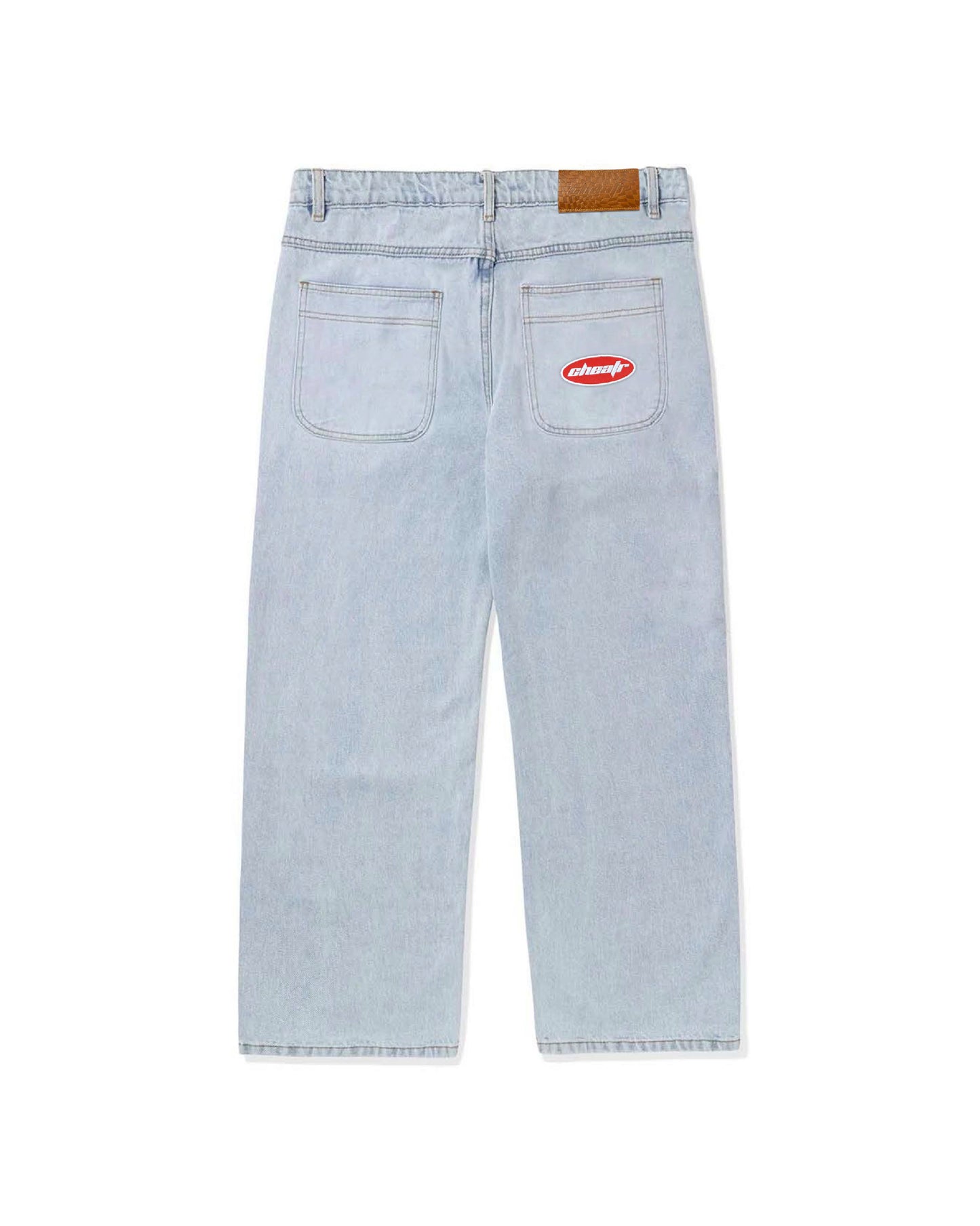 Emblem Denim Jeans, Bleached Indigo