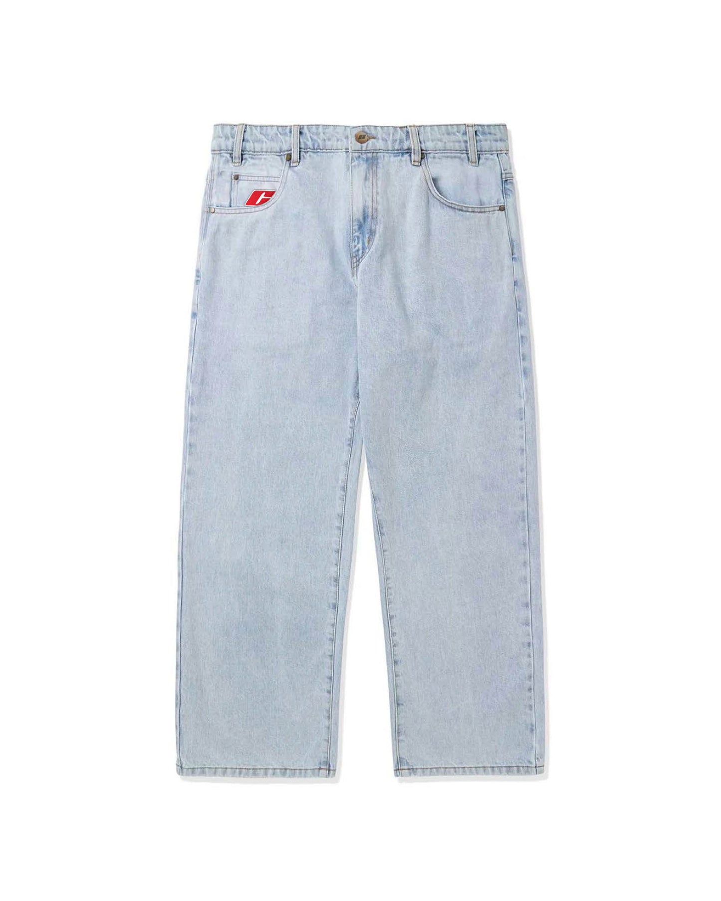 Emblem Denim Jeans, Bleached Indigo