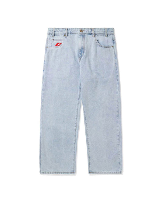 Emblem Denim Jeans, Bleached Indigo