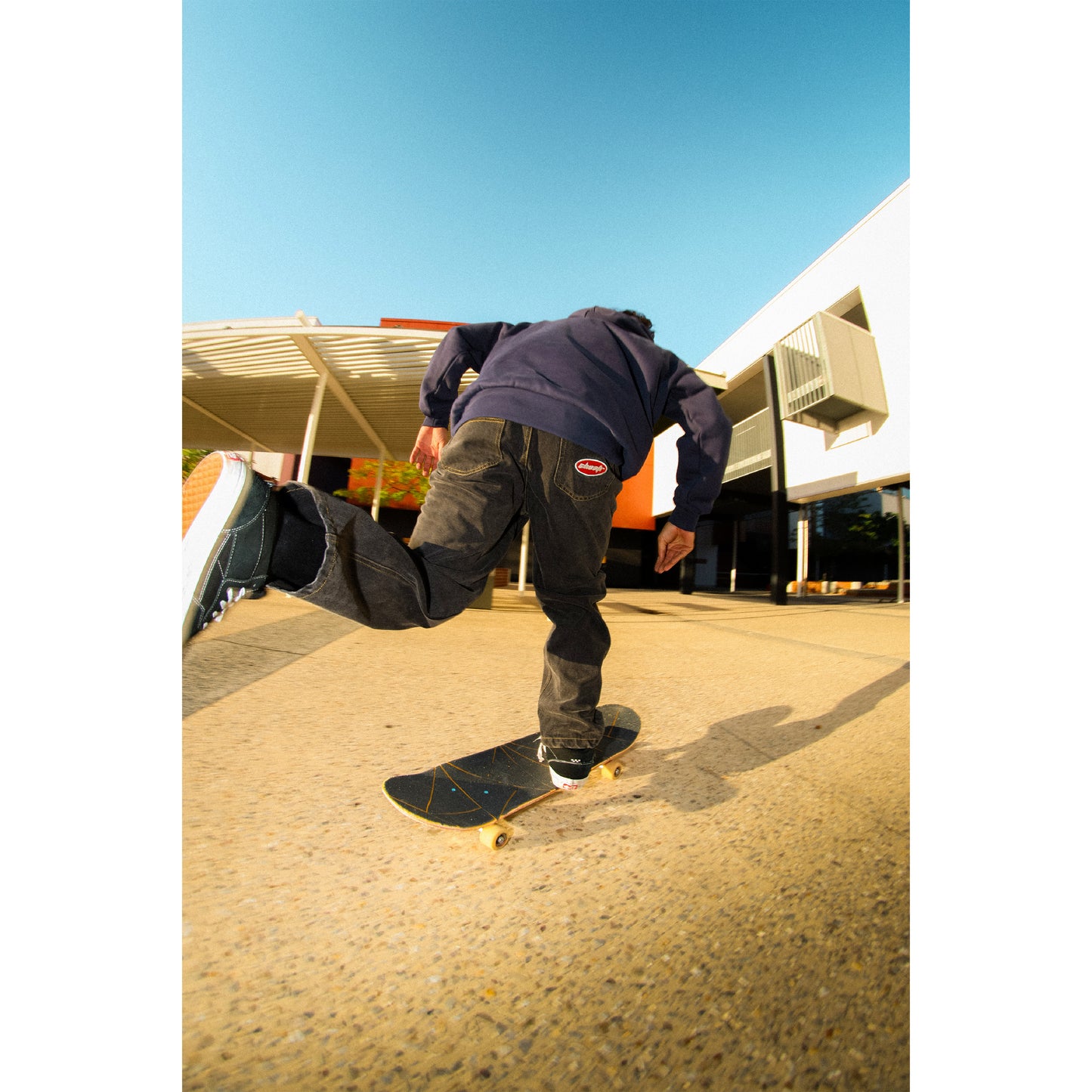 Emblem Denim Jeans, Black