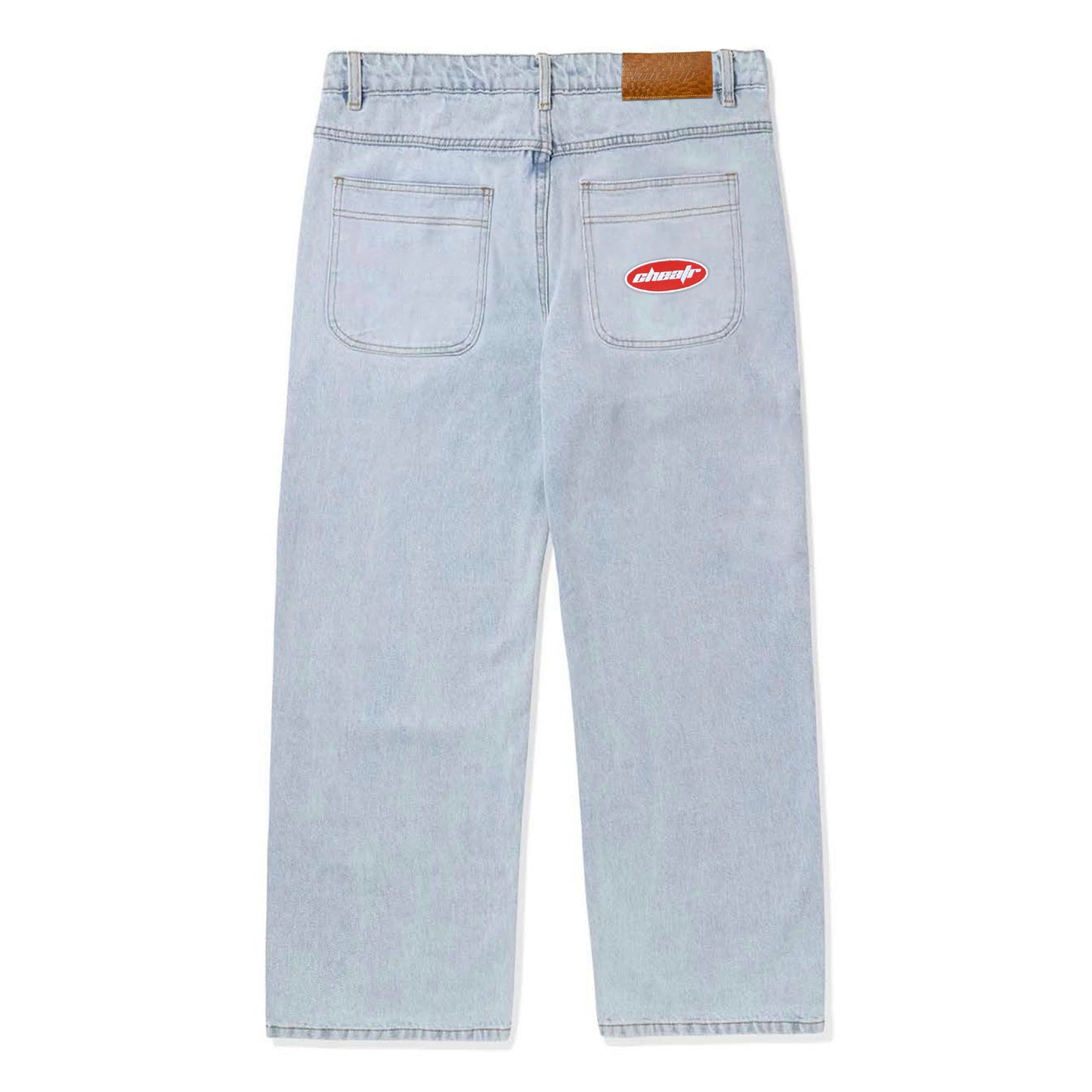 Emblem Denim Jeans, Bleached Indigo