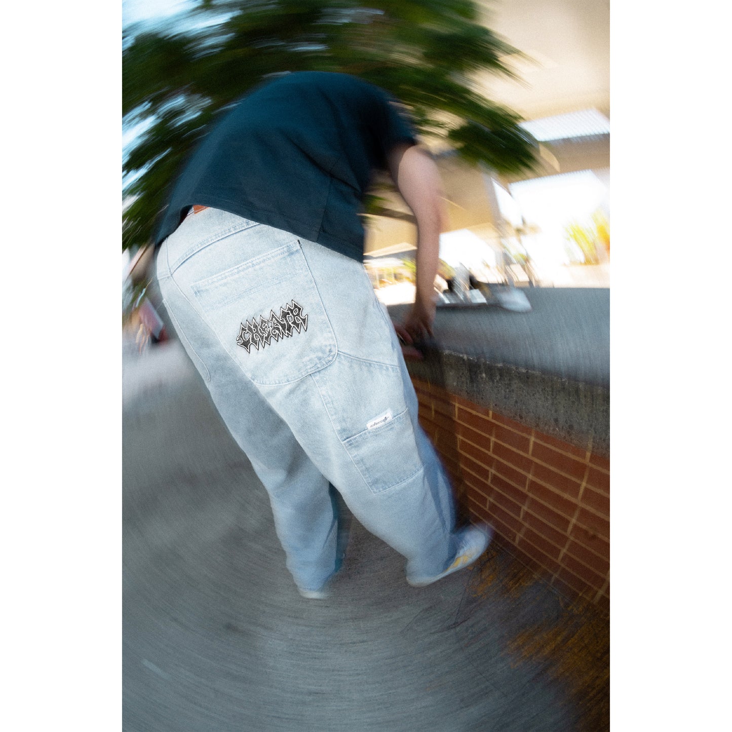 Thrash Denim Jeans, Bleached Indigo